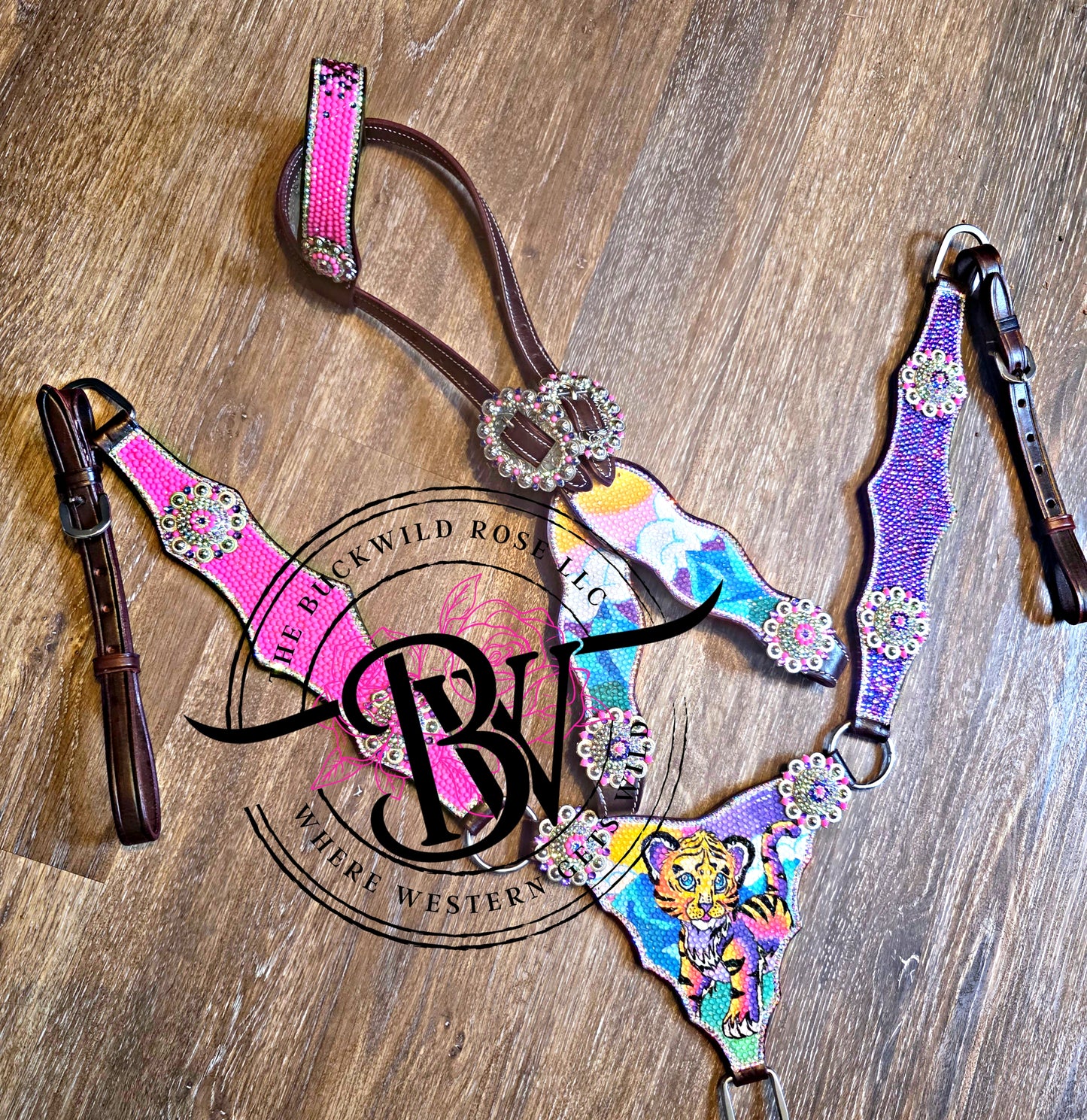 Custom Bling Headstall and breast collar set