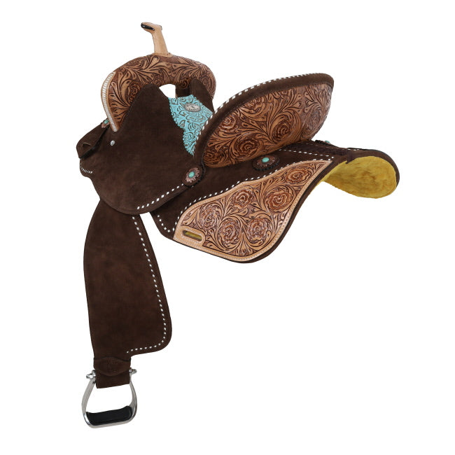 Teal Rose Barrel Style Saddle