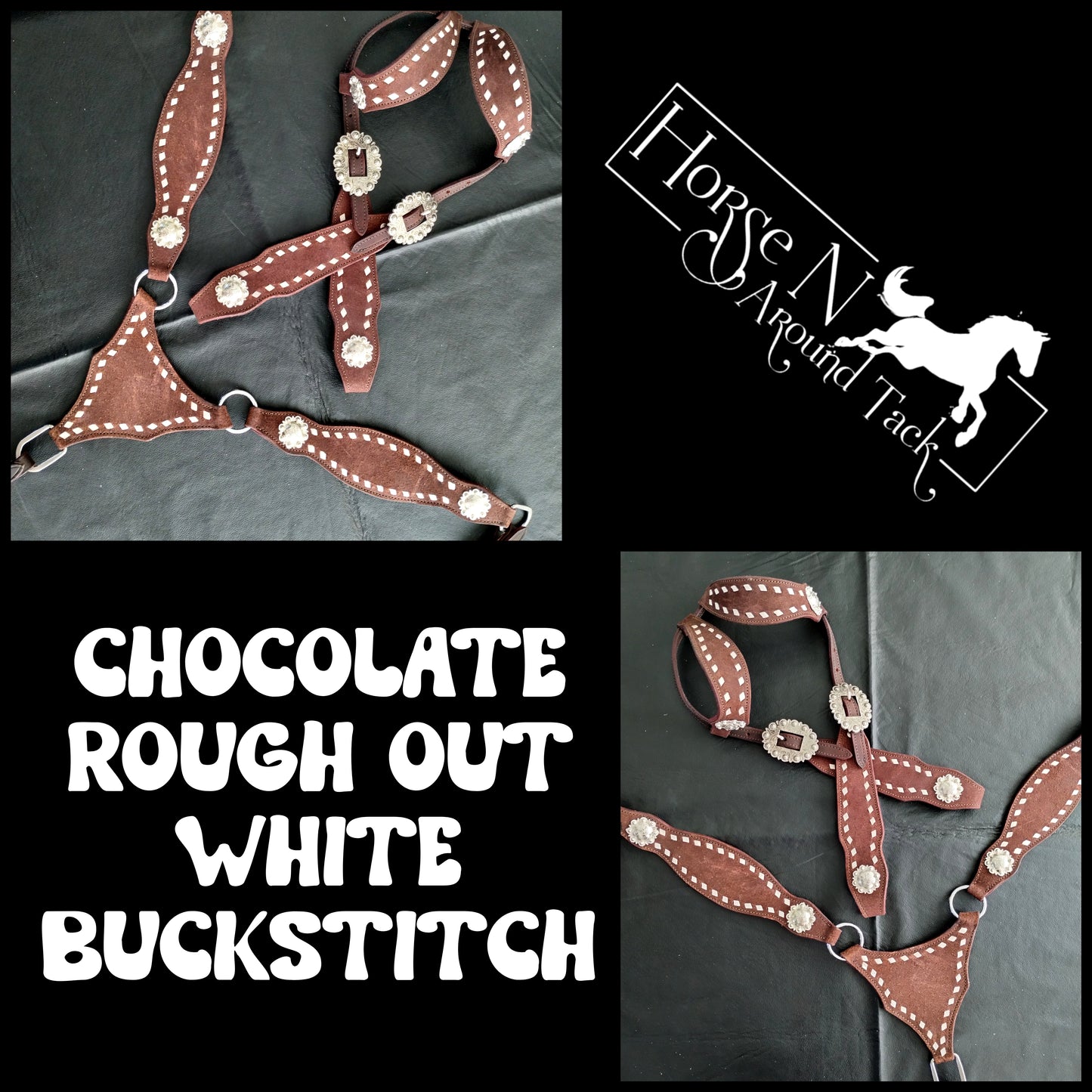 SALE Chocolate Rough Out headstall set