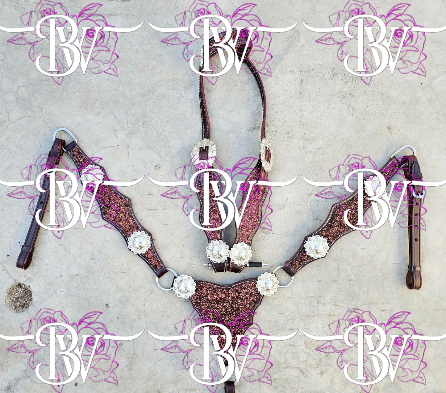 Chocolate Glitter Headstall Set