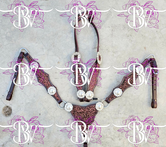 Chocolate Glitter Headstall Set