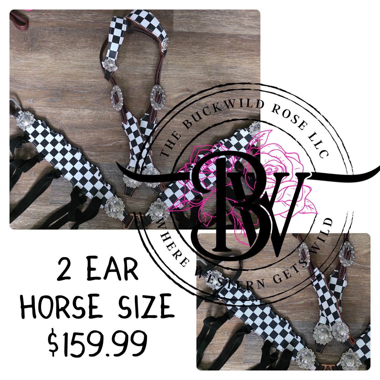Black and white checkered Headstall set