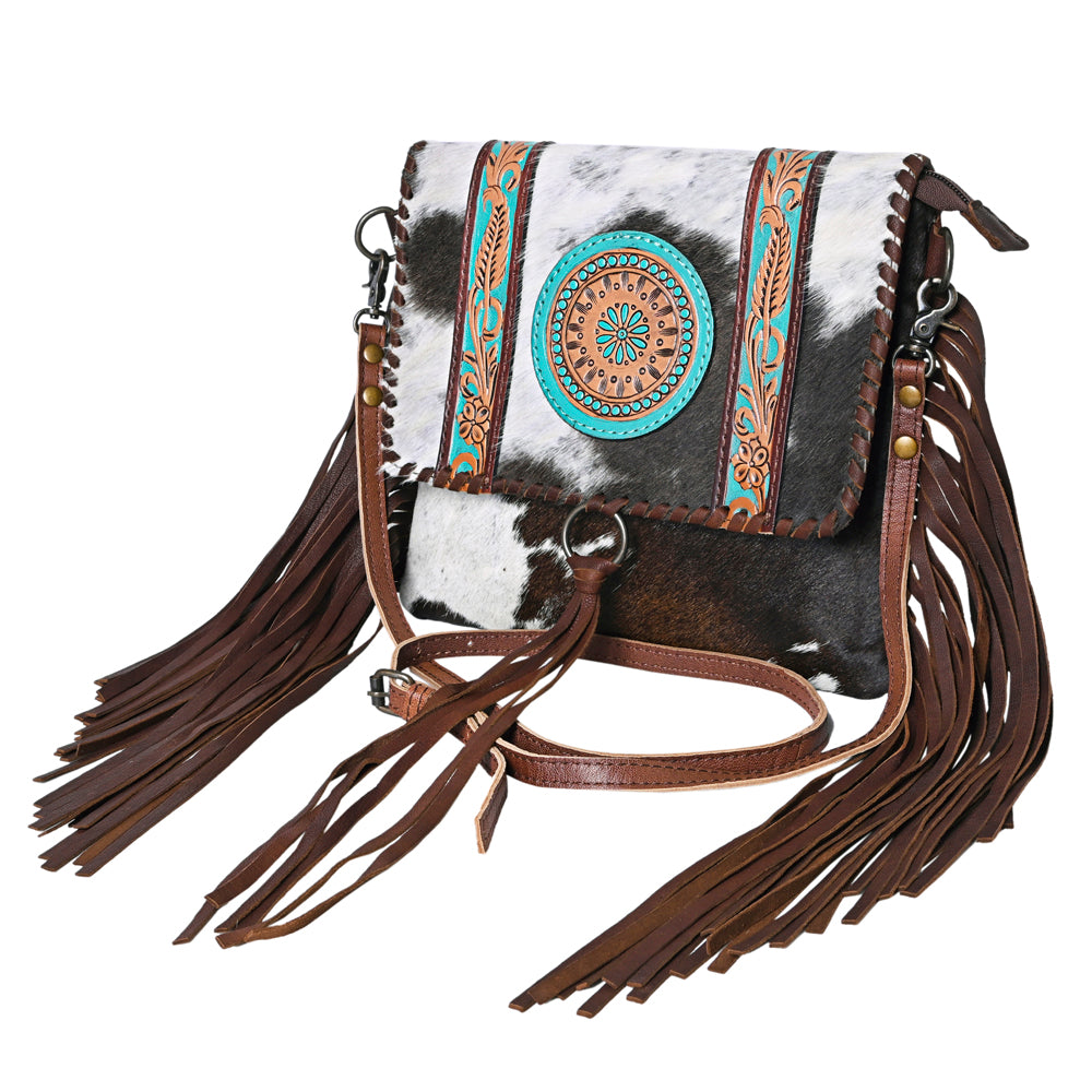 Tooled western fringe purse