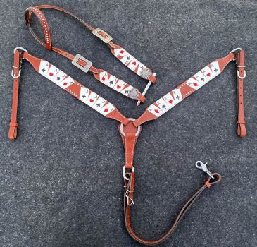 Poker theme headstall and breast collar set