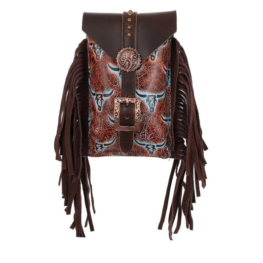 Weathered Steer Rear Cinch Bag