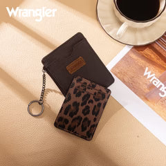 Wrangler Small Card Case Wallet Key Chain/Detachable Card Holder- Coffee