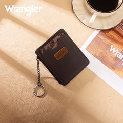 Wrangler Small Card Case Wallet Key Chain/Detachable Card Holder- Coffee