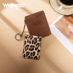 Wrangler Small Card Case Wallet Key Chain/Detachable Card Holder- Brown