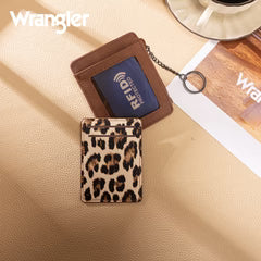 Wrangler Small Card Case Wallet Key Chain/Detachable Card Holder- Brown