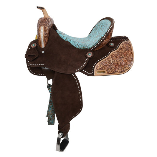 Teal Rose Barrel Style Saddle