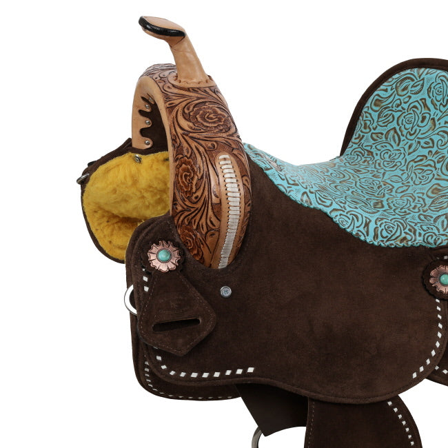 Teal Rose Barrel Style Saddle