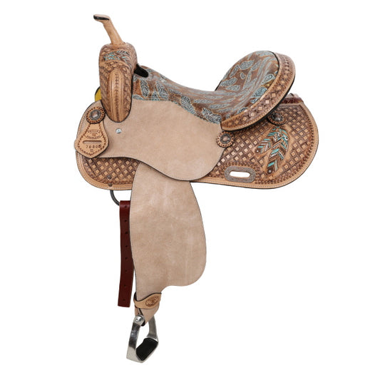 Feathered Horizon Barrel Style Saddle - 15 Inch