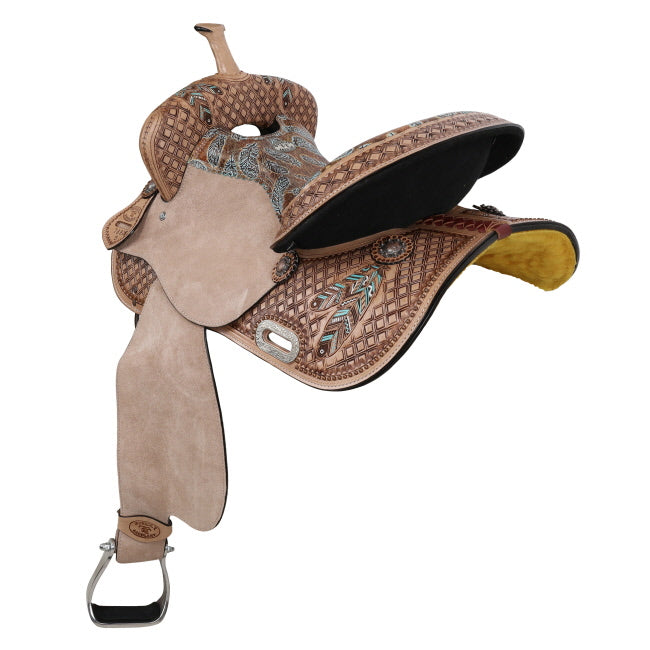 Feathered Horizon Barrel Style Saddle - 15 Inch