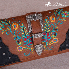 Brown floral montana west wallet