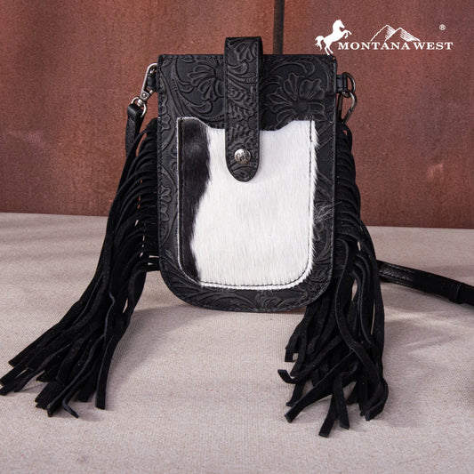 Montana West Hair-On Cowhide Fringe Phone Wallet Crossbody