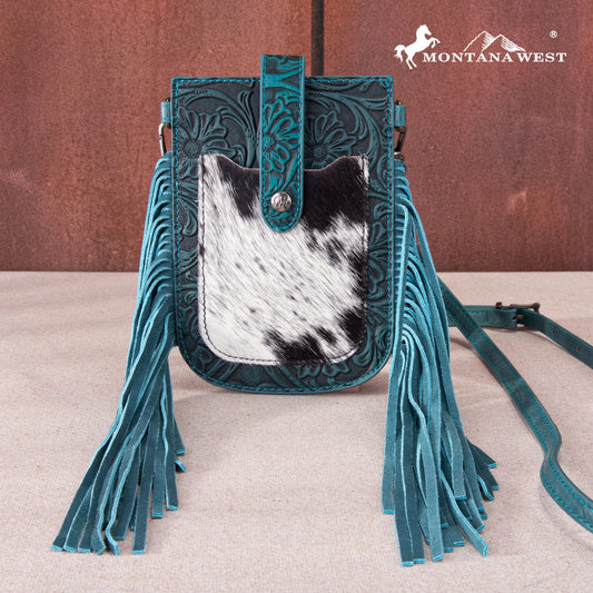 Montana West Hair-On Cowhide Fringe Phone Wallet Crossbody