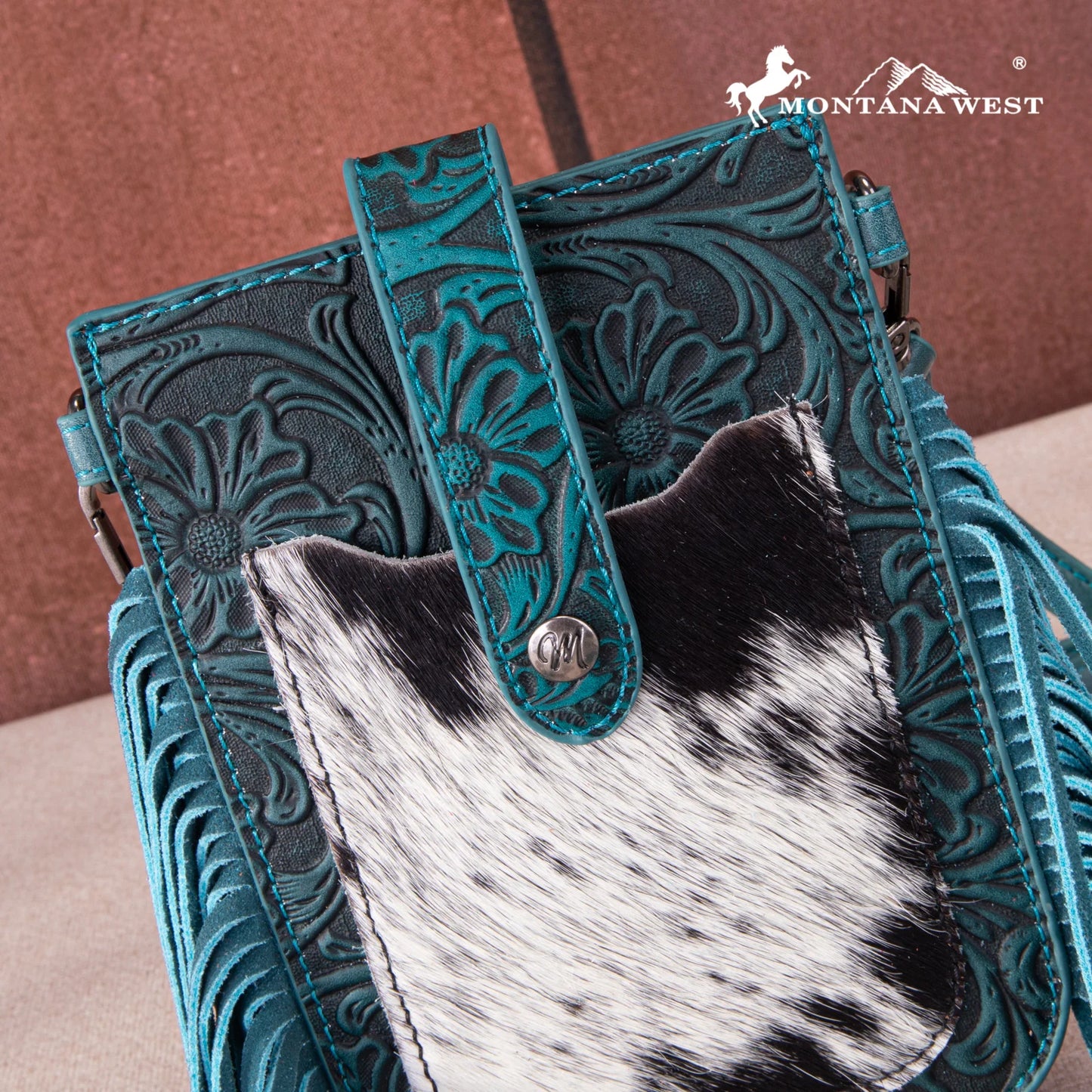 Montana West Hair-On Cowhide Fringe Phone Wallet Crossbody