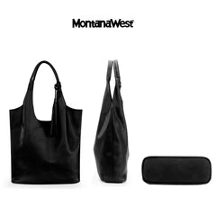 Montana West Slouchy Hobo Bag with Pouch -Black
