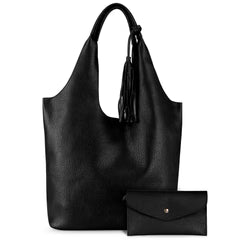 Montana West Slouchy Hobo Bag with Pouch -Black