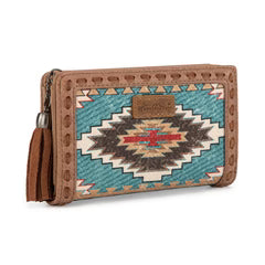 Montana West Tooled Aztec Denim Bi-Fold Wallet