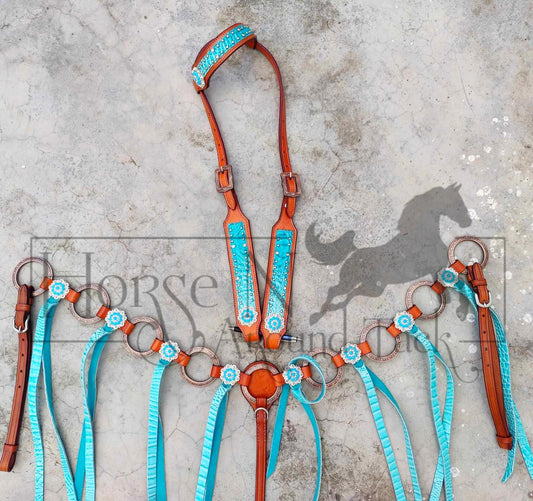 Ring Headstall Horse size made to order set