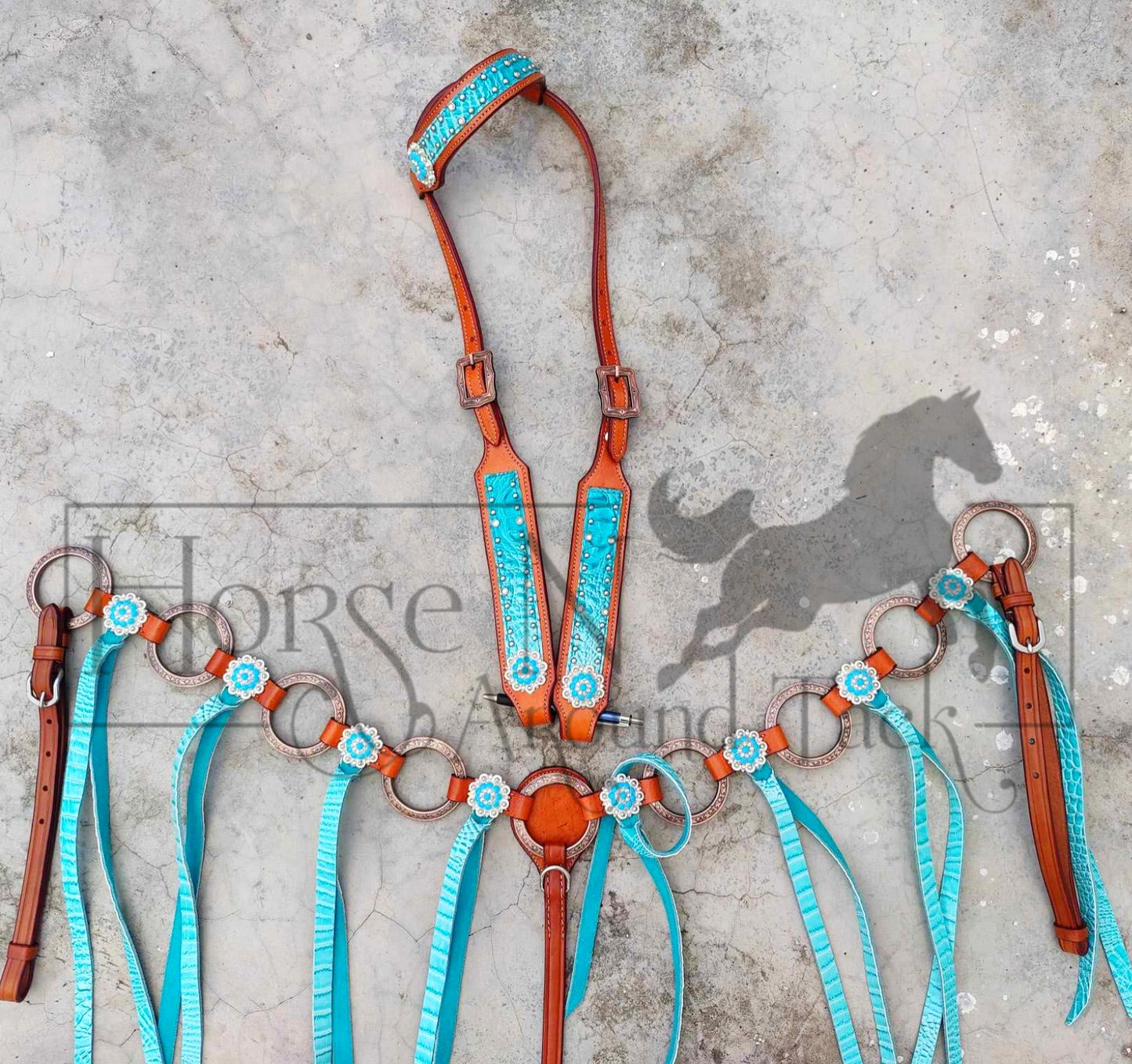 Draft size made to order headstall and breast collar set