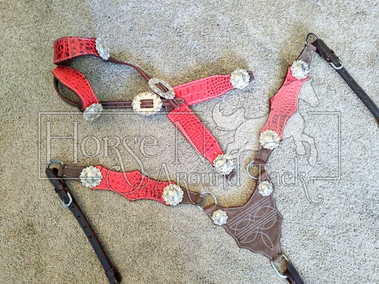 Made to order red headstall set