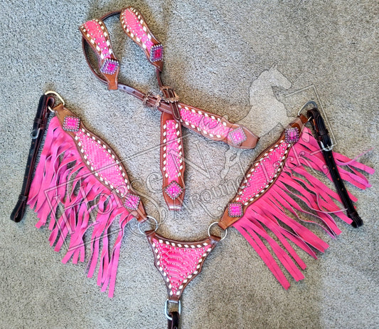 Made to order pink Headstall set