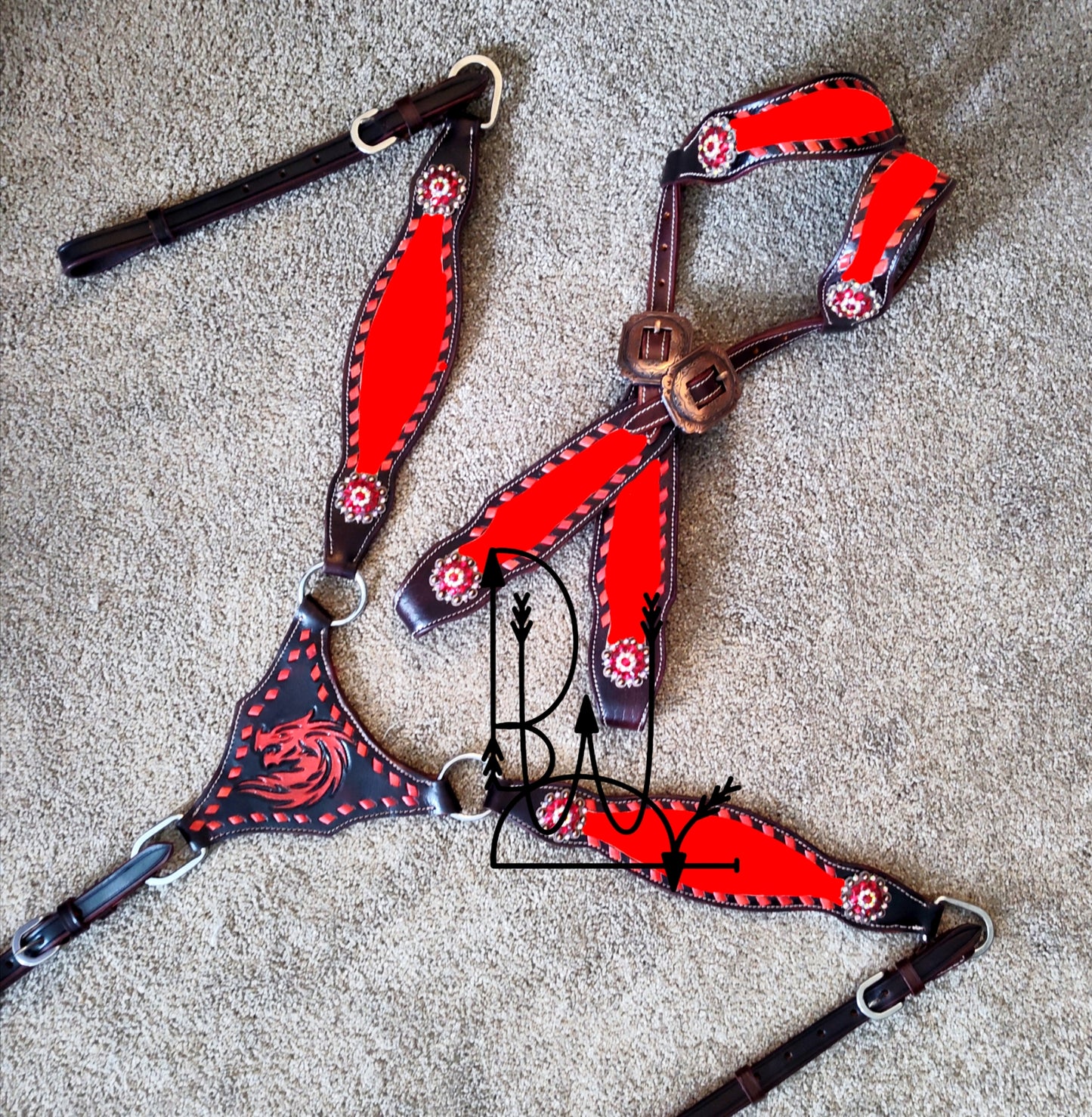 Made to order headstall set horse size