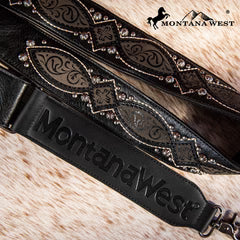 Montana West Western Guitar Style Tooled Crossbody Strap