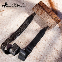 Montana West Western Guitar Style Tooled Crossbody Strap