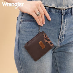 Wrangler Small Card Case Wallet Key Chain/Detachable Card Holder- Coffee