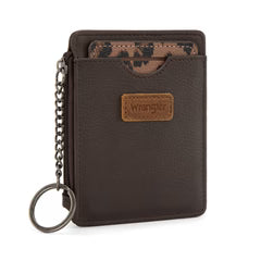 Wrangler Small Card Case Wallet Key Chain/Detachable Card Holder- Coffee