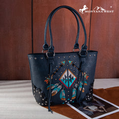 Montana West Embroidered Arrow Feather Collection Concealed Carry Tote