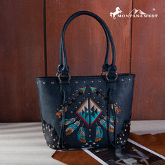 Montana West Embroidered Arrow Feather Collection Concealed Carry Tote