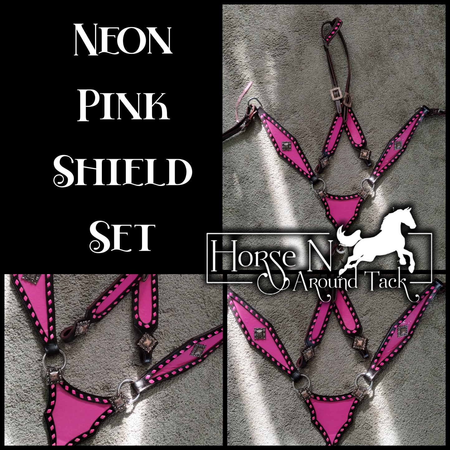 Neon pink made to order headstall set Draft size