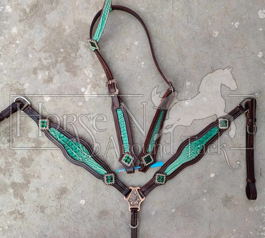 Made to order horse size headstall and breast collar set