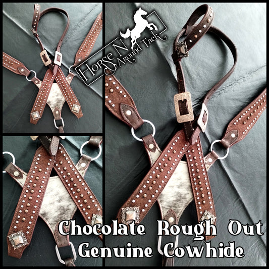 SALE Chocolate Rough Out headstall set