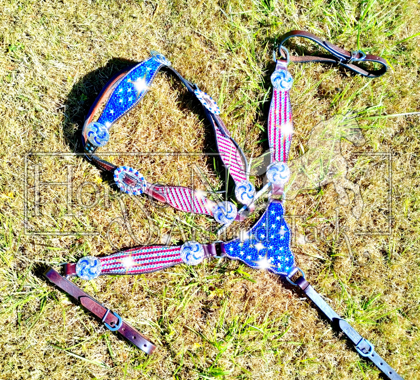 Custom Bling patriotic headstall set