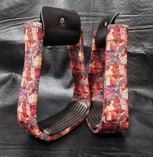 SALE Custom cheetah turquoise Aztec stirrups